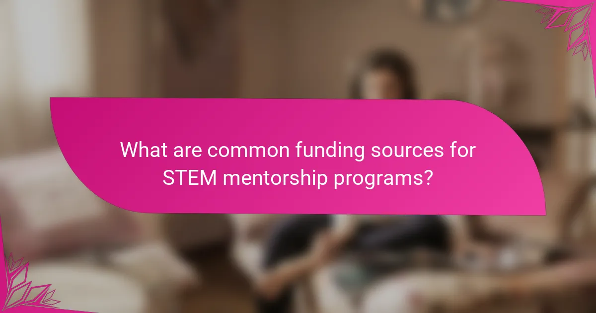 What are common funding sources for STEM mentorship programs?