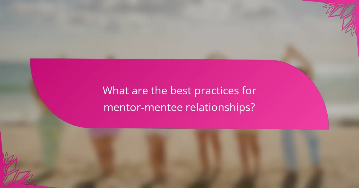 What are the best practices for mentor-mentee relationships?