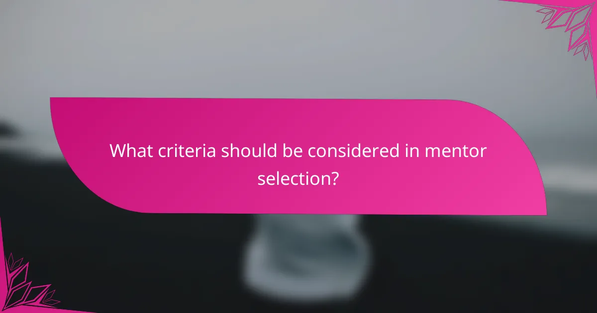 What criteria should be considered in mentor selection?